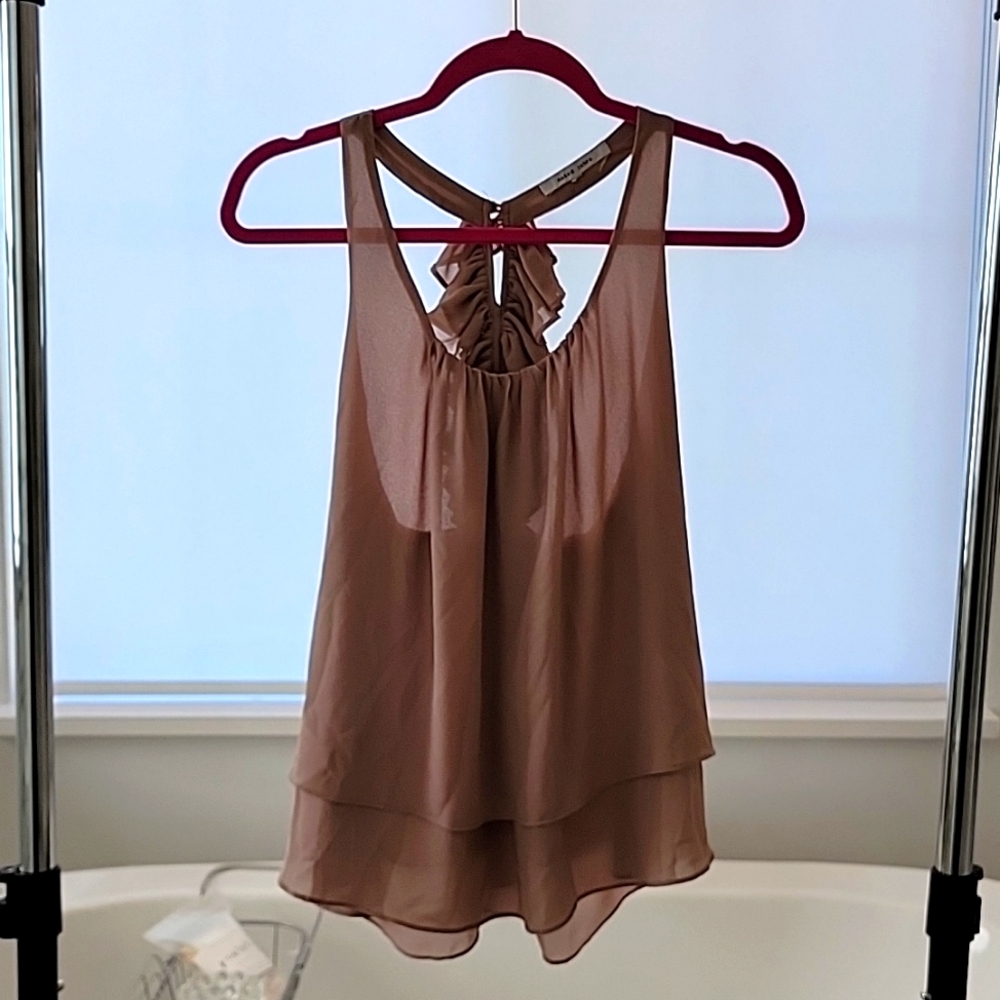 Naked Zebra Small Ruffle Racerback Layered Halter Tank